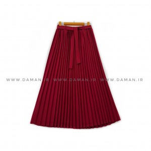 دامن پلیسه  زرشکی روشن  قد 90 كد (288)