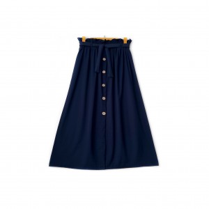 دامن جلو دکمه  سرمه ای قد 80