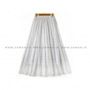 دامن خالدار  سفید  قد 90 کد (H_1012)