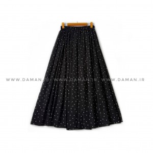 دامن خالدار  مشکی  قد 90 کد (H_1003)