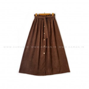 دامن مخمل کبریتی  قهوه ای  قد 90  كد (99)