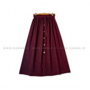 دامن مخمل کبریتی  زرشکی  قد 90  كد (99)