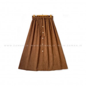 دامن مخمل کبریتی  قهوه ای روشن قد 80  كد (99)