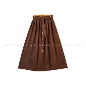 دامن مخمل کبریتی  قهوه ای قد 80  كد (99)