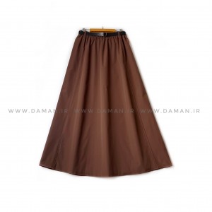 دامن کتان زارا  قهوه ای  قد 90  با کمربند کد ( 600 )