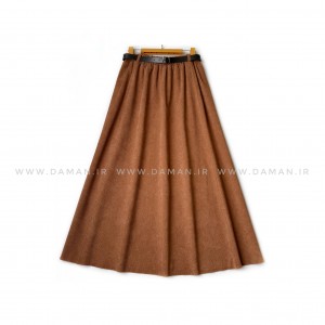 دامن مخمل کبریتی  شتری    قد 90  با کمربند کد ( 111 )