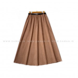 دامن مخمل کبریتی نسکافه ای   قد 90  با کمربند کد ( 111 )