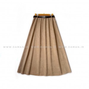 دامن مخمل کبریتی کرم سیر   قد 90  با کمربند کد ( 111 )