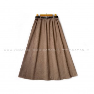 دامن مخمل کبریتی کاکائویی   قد 90  با کمربند کد ( 111 )