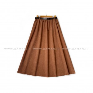 دامن مخمل کبریتی  شتری  قد 80  با کمربند کد ( 111 )