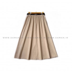 دامن مخمل کبریتی  کرم  قد 80  با کمربند کد ( 111 )