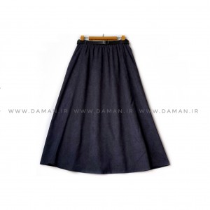 دامن مخمل کبریتی   سرمه ای  قد 80  با کمربند کد ( 111 )