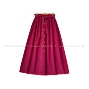 دامن دکمه دار  سرخابی  قد 90  با کمربند کد ( 44 )