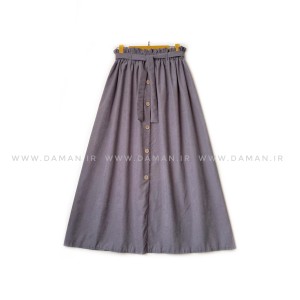 دامن دکمه دار  طوسی  قد 90  با کمربند کد ( 44 )