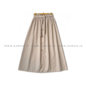 دامن دکمه دار  کرم  قد 90  با کمربند کد ( 44 )