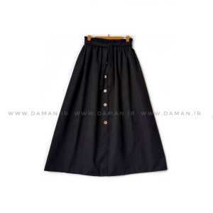 دامن دکمه دار ذغالی   قد 80  با کمربند کد ( 44 )