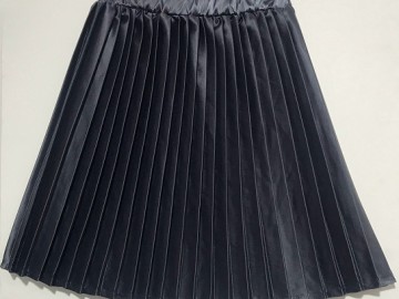 دامن پلیسه  ساتن طوسی تیره  قد 50