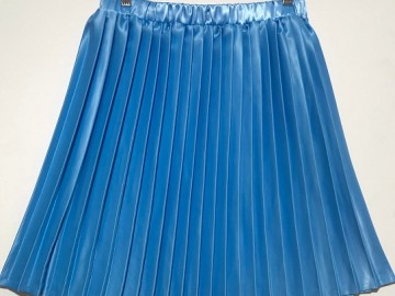 دامن پلیسه  ساتن آبی روشن قد 50