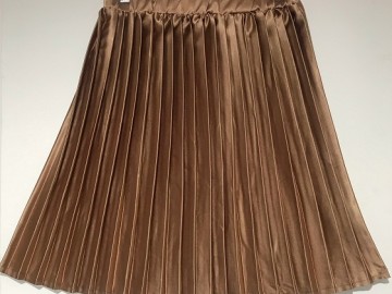 دامن پلیسه  ساتن طلایی قد 50