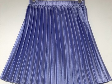 دامن پلیسه  ساتن بنفش روشن قد 50