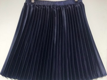 دامن پلیسه  ساتن  سرمه ای قد 50