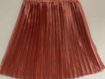 دامن پلیسه  ساتن  مرجانی قد 50