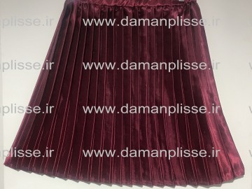 دامن پلیسه  ساتن ارغوانی قد 50