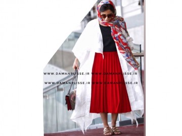 دامن پلیسه قرمز قد 75