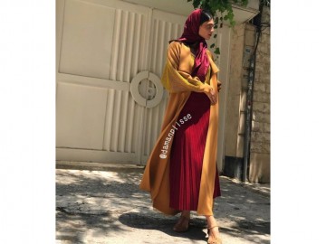 دامن پلیسه زرشکی قد 90