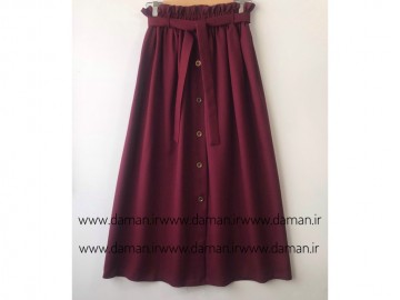 دامن جلو دکمه زرشکی قد 90