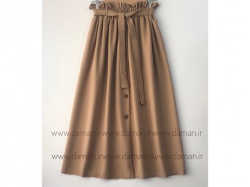دامن جلو دکمه كرم نسکافه ای  قد 90