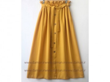 دامن جلو دکمه خردلی قد 90