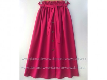 دامن جلو دکمه  سرخابی قد 90