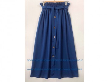 دامن جلو دکمه آبی کاربنی(نفتی) قد 90