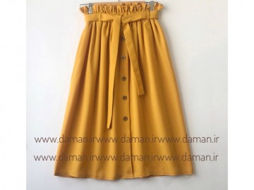 دامن جلو دکمه  خردلی قد 75