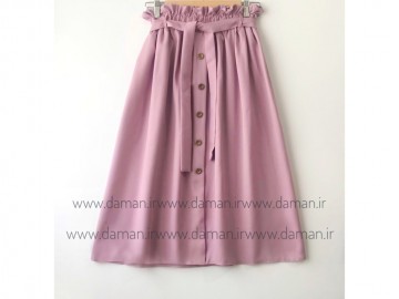 دامن جلو دکمه صورتی کالباسی قد 75