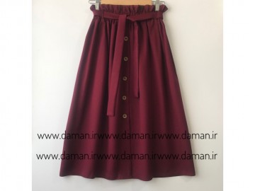دامن جلو دکمه زرشکی  قد 75