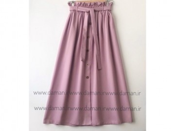 دامن جلو دکمه صورتی کالباسی قد 90
