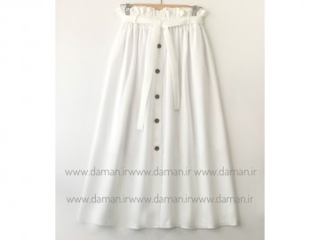 دامن جلو دکمه سفید قد 90