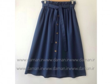 دامن جلو دکمه سرمه ای قد 75