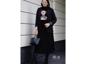 دامن پلیسه مشکی  قد 75