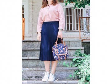 دامن پلیسه سرمه ای قد 75