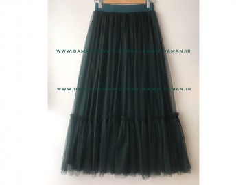 دامن پله دار یشمی بلند   ( قد 90 )