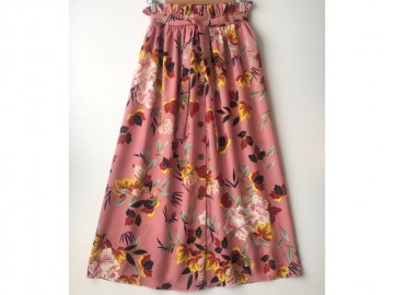 دامن دکمه دار گلدار  قد 90  کد (411)