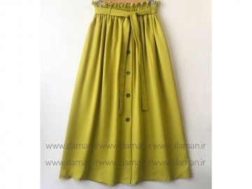 دامن جلو دکمه  مغز پسته ای  قد 90