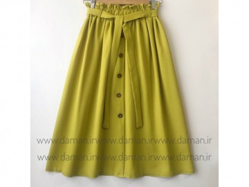 دامن جلو دکمه مغز پسته ای قد 75