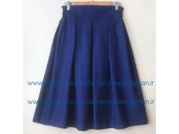 دامن پیلی دار آبی کاربنی قد 70