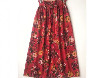 دامن دکمه دار گلدار  قد 90  کد (573)