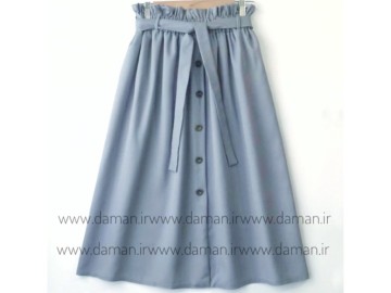 دامن جلو دکمه طوسی روشن قد 75