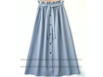 دامن جلو دکمه طوسی روشن قد 90